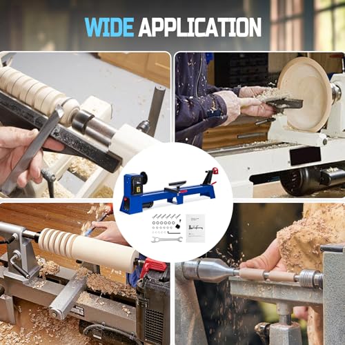 Wood Lathe, 14" x 40" Benchtop Wood Lathe Machine 0.5 HP Infinitely Variable Speed 1040-2980 RPM, Wood Turning Lathe Machine with Wrench & 2 Chisels for Woodworking, Woodturning - Image 5