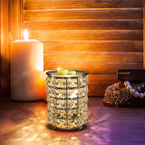 Wrought Iron Crystal Wax Melt Warmer Electric Oil Burner Wax Melt for Home, Kitchen, Living Room, Bedroom, SPA(Golden) - Thumbnail 4