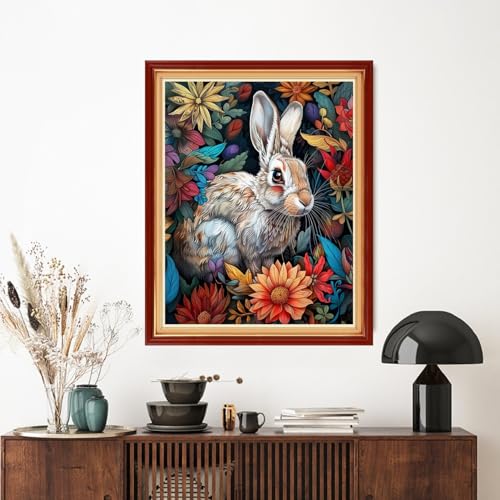 Image of Artvxeay Stamped Cross Stitch Kits - Embroidery Kits for Beginners Cross Stitch Kits for Adults 11 CT Printed Patterns Needlepoint Kits - (Lucky Rabbit 16x20 inch)