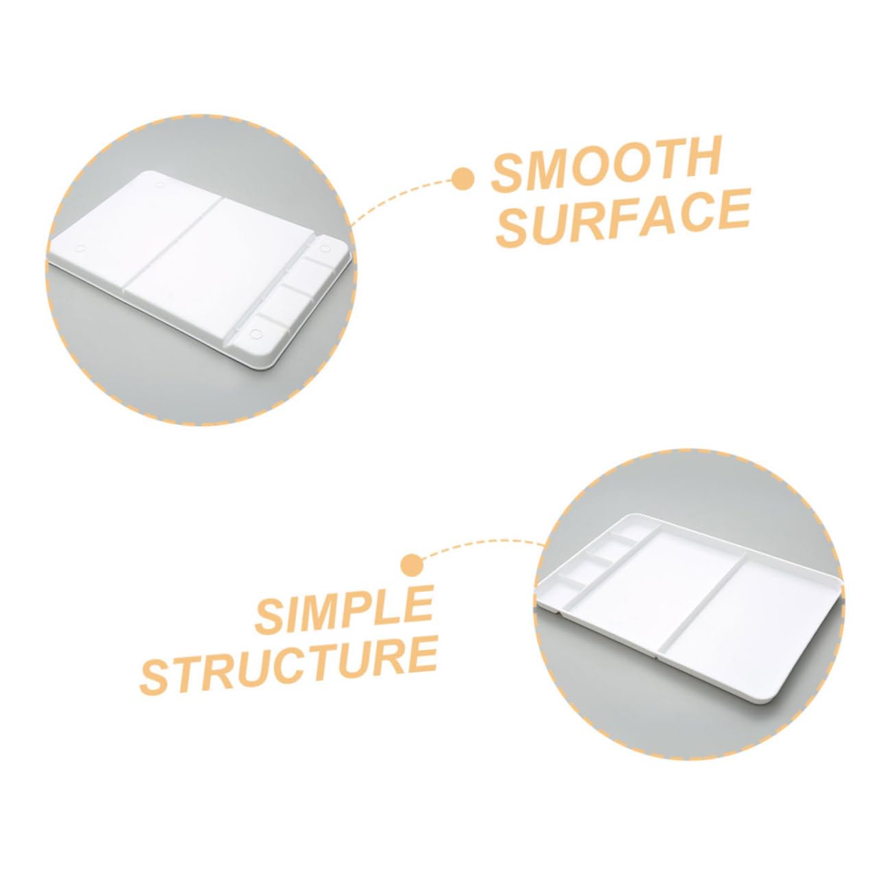 Palette de Peinture Plastique PP à Compartiments Multiples, Blanc
