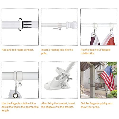 Talitare Flag Pole For House, 6 Ft White Flag Pole Stainless Steel Flagpole Kit For American Flag Without Bracket Residential Or Commercial Flag Pole For Outside Garden Yard #TOP5