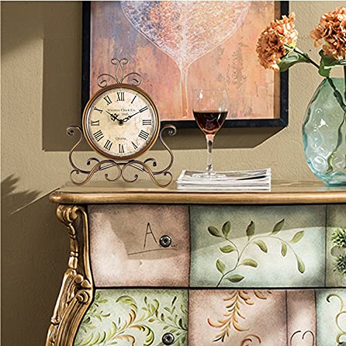 Hzdhclh Vintage Table Clocks For Living Room Bedroom Office Shelf Decor, Silent Non-Ticking Farmhouse Table Clock Battery Operated, Small Rustic Metal Clock With Roman Numerals (Copper,11 Inch) #TOP1