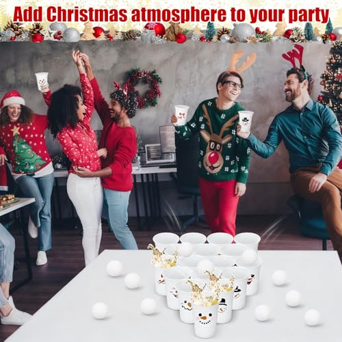 image for Leitee 22 Pcs Christmas Game Supplies Set Includes 16 oz Beer Cups wit