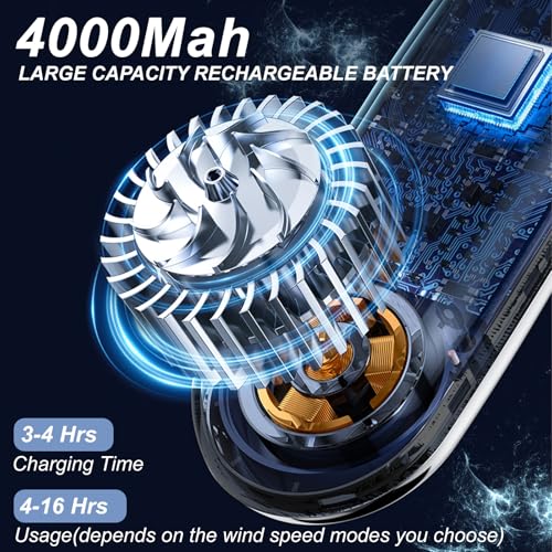 houscly Ventilador de pescoço portátil pessoal 6000 mah sem lâminas, ventilador de pescoço para resf