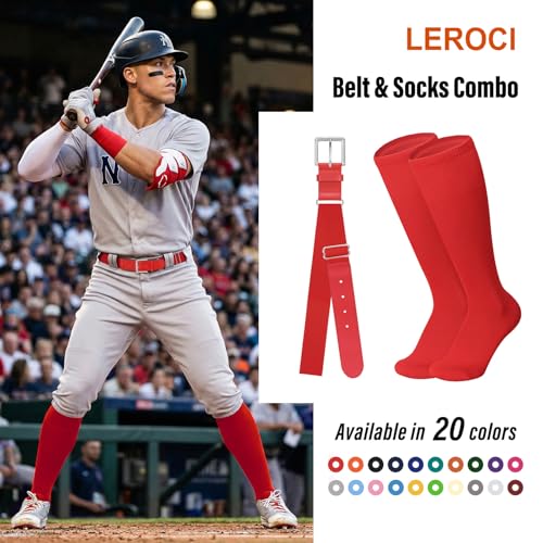 Image of Baseball Belt and Baseball Socks Combo Set for Youth and Adult Available in 20 Colors