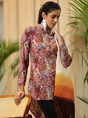 Image of Printed Silk Blend Straight Kurti Suit