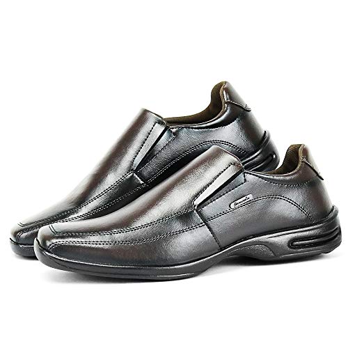 Sapato Social Conforto Com Elástico Brilhante Sapatofran Masculino (42, CAFÉ)