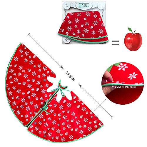 Red Tree Skirt Large Xmas Tree Skirt With White Snowman And Snowflake Design Round Indoor Outdoor Mat For Party Holiday Decorations(40 Inches) #TOP1