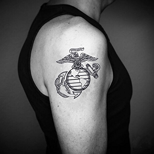 Marine Temporary Fake Tattoo Sticker (Set of 2) - www.ohmytat.com