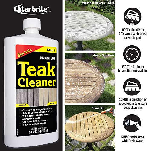 Image of STAR BRITE Premium Teak Cleaner - Restore, Renew & Refresh Old Weathered Gray Teak Furniture & Other Fine Woods - Step 1-16 OZ (081416)