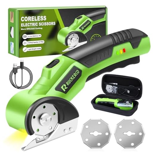 Cordless Electric Scissors Box Cutter 2 Rotary Blades – 4V Duty Rechargeable Cardboard Cutter, Storage Box & Fabric Scissor With Safety Lock, USB Cable – For Plastic, Carpet, Leather, DIY Crafts