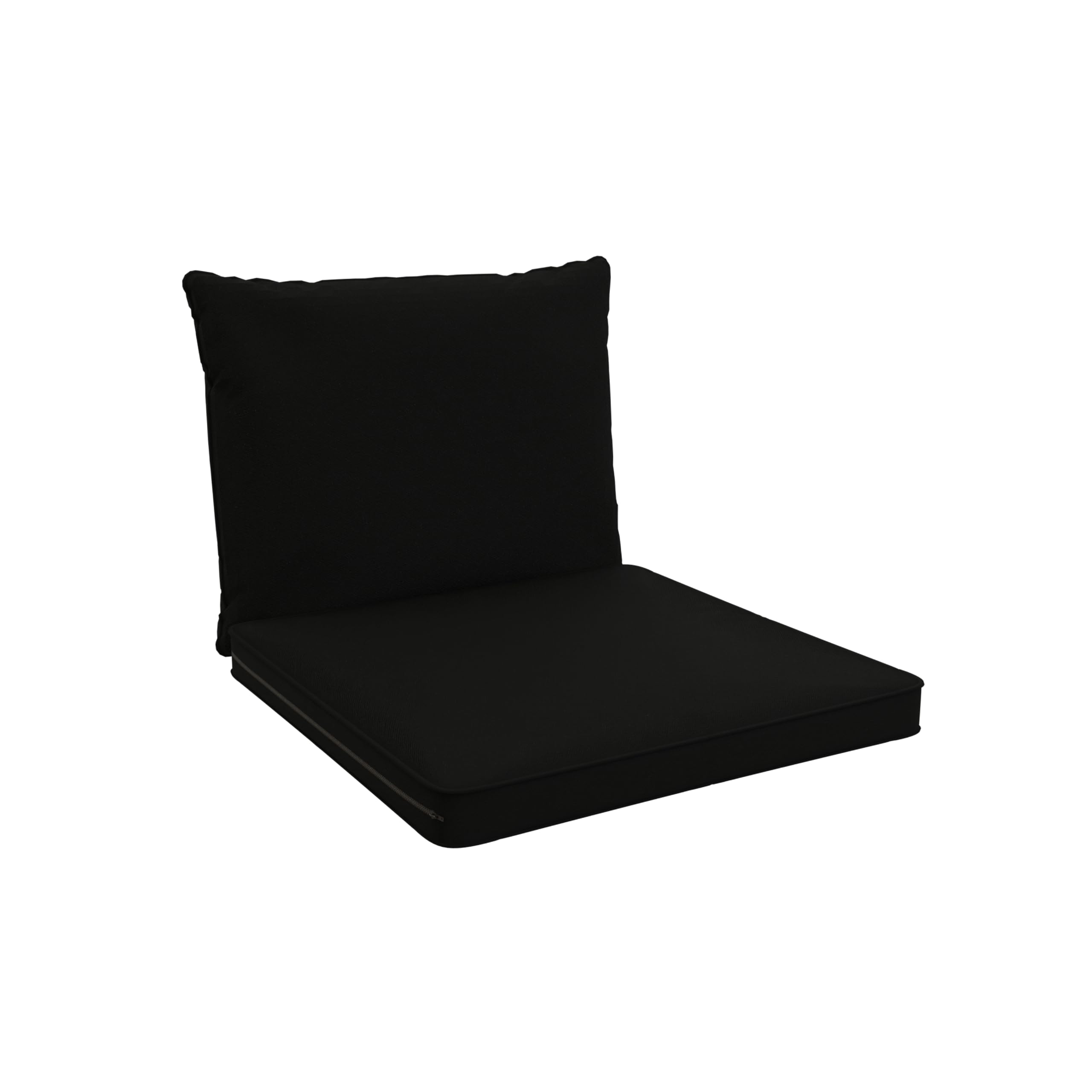POKAR Set of 2 Garden Chair Cushions: 1x Seat Cushion 40x40x5 cm + 1x Backrest 50x40x15 cm | Cushions for Rattan Chairs and Garden Furniture | Outdoor and Indoor | Oeko-Tex | Made in EU | Black