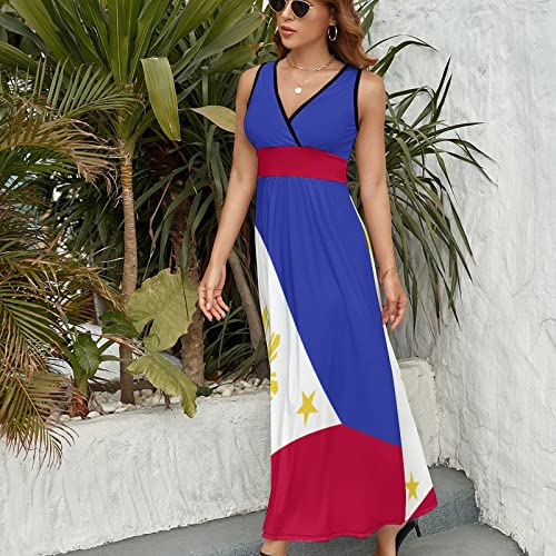 Adugen Origei Philippines Flag Sleeveless Dress Dress Ladies Casual Fashion Body Dress for Women XL2