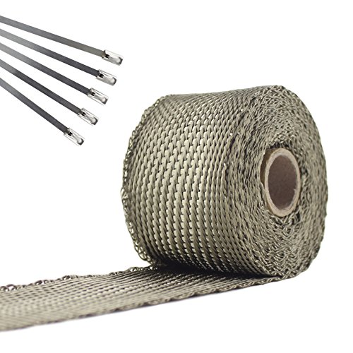 Image of Exhaust Pipe Wrap, Heat Shield Tape in: Fiberglass, Basalt (Titanium), Vermiculite or Foil Faced.