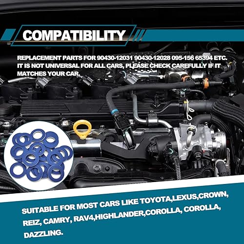 Image of 24PCS 12mm Aluminum Seals, Oil Drain Plug Gasket, Crush Washer Seals, Compatible with Toyota Lexus Scion, OEM: 90430-12031 90430-12028 095-156 65394