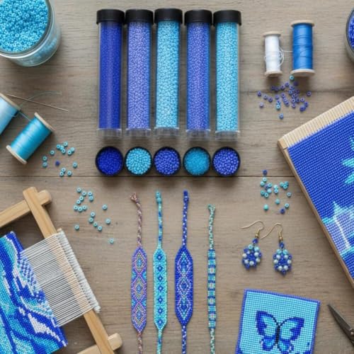 Image of Beadsnfashion Preciosa Seed Beads Tube Combo, Aqua 5 Multicolor Size 11 /0 (2 MM) for Beading, Jewellery Making, Embroidery, Bracelets, Necklace and Craft Projects