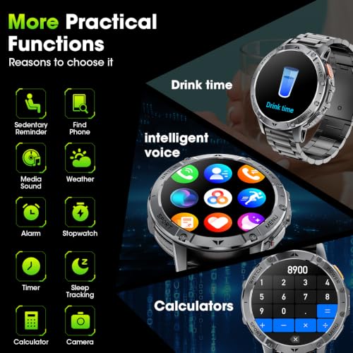 Military Smart Watch for Men, 1.7" Smartwatch with Flashlight & SOS Light - image 8