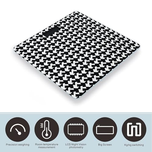 Báscula Digital Negra Houndstooth de Vidrio Templado miniatura 3