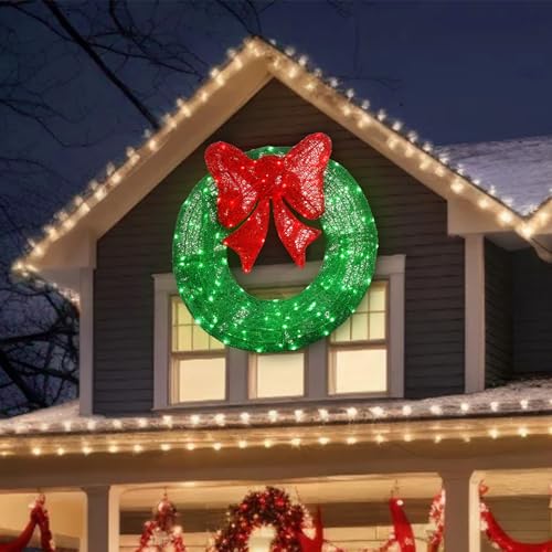 Couronne de Noël extérieure prête à poser, finis les câbles emmêlés - 3