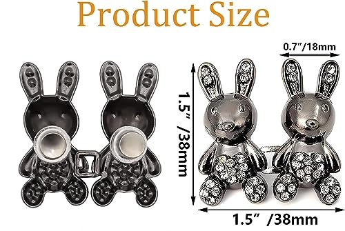 Image of 2pcs Cute Rabbit Button Pins for Jeans Adjustable Bunny Button Pins Waist Buckle for Loose Jeans Pants, Detachable Buttons for Jeans Waist Buckle No Need Sewing Waist Tightener Clip (Rabbit Black)