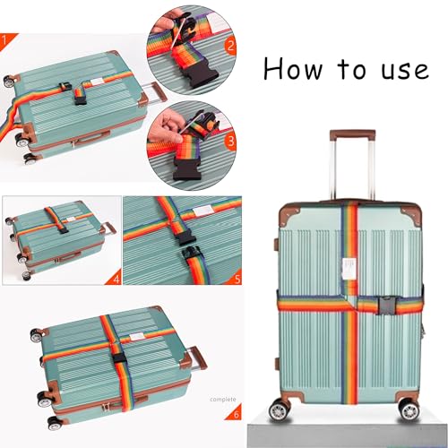 Luggage Straps for Suitcases, TSA Approved Travel Belt with Cross-Buckle（Orange）2