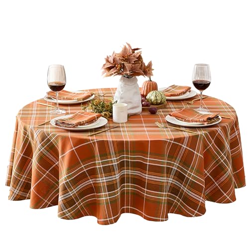 Newbridge Thanksgiving Culloden Plaid 70 Inch Round 100% Cotton Tablecloth