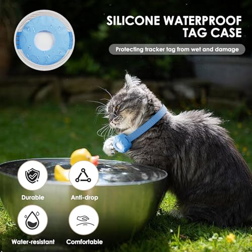 Image of Cat Tracker, GPS Tracker Compatible with Apple Find My App(Only iOS), Waterproof Cat Trackers Collar with Bell and Safety Elastic Buckle,No Monthly Fee,Territory & Location History, Smart Alerts, Blue