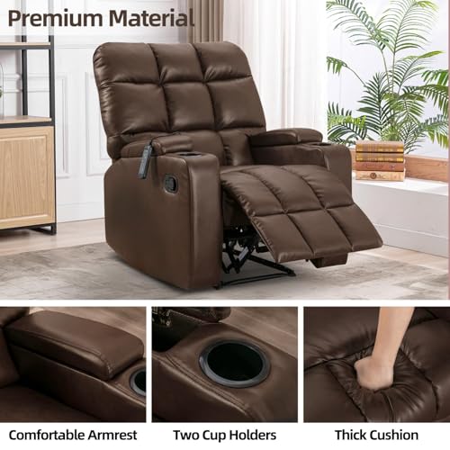 Sillón reclinable eléctrico piel cuero marrón miniatura 7