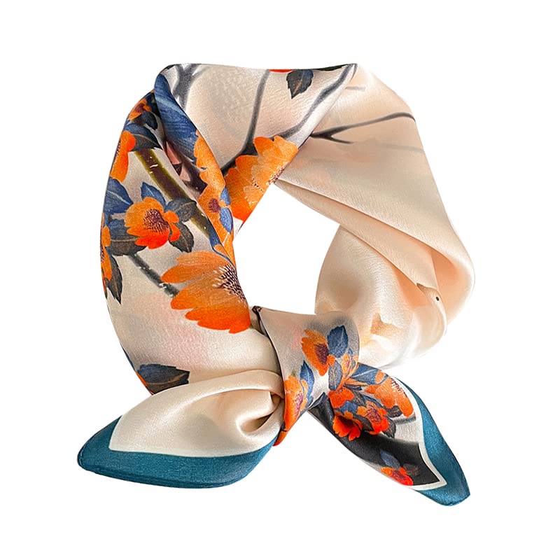Écharpe en soie de mûrier 53cm foulard carré cheveux bandana femme