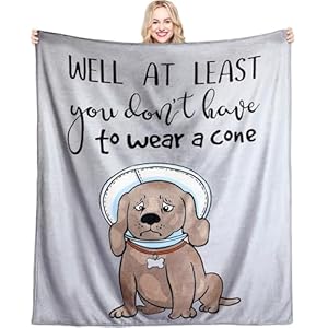 Get Well Gifts for Women/Men After Surgery Get Well Soon Sympathy Blanket 50″x60″ at Least You Don’t Have to Wear A Cone Funny Surgery Post Recovery Retirement Throw Blanket Present