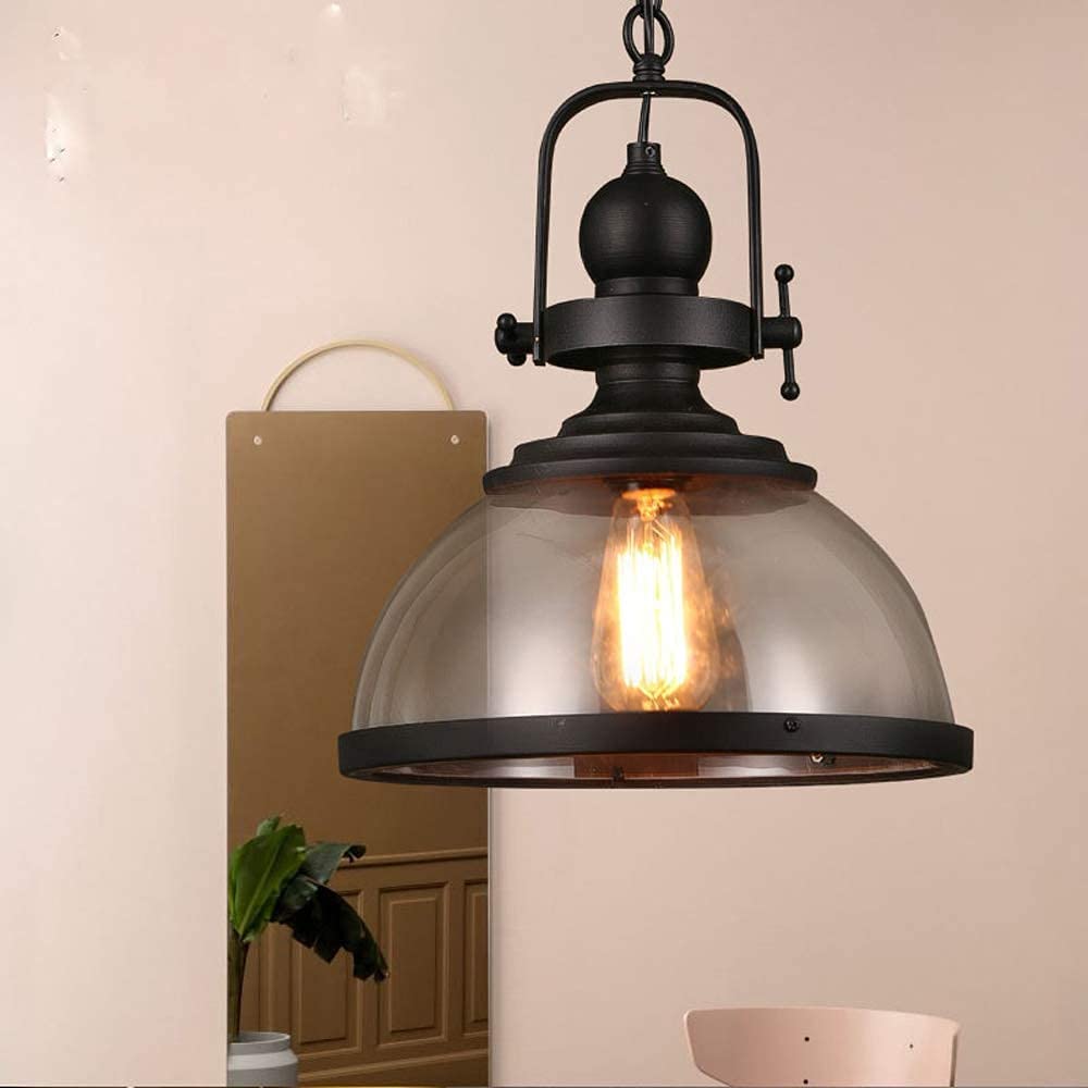 YXWYXWA Black Industry Hanging Porch Light, 1-Light Retro Outdoor with Clear Glass Shade, Exterior Pendant Lighting for Gazebo Patio Kitchen Dining Bedroom Interesting