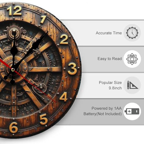 10-Inch Steampunk Wooden Gear Clock