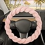 Carbella Twisted Fur Soft Pink Steering Wheel Cover, Standard 15 Inch Size Fits Most Vehicles, Fuzzy Fluffy Car Steering Cover with Soft Faux Fur Touch