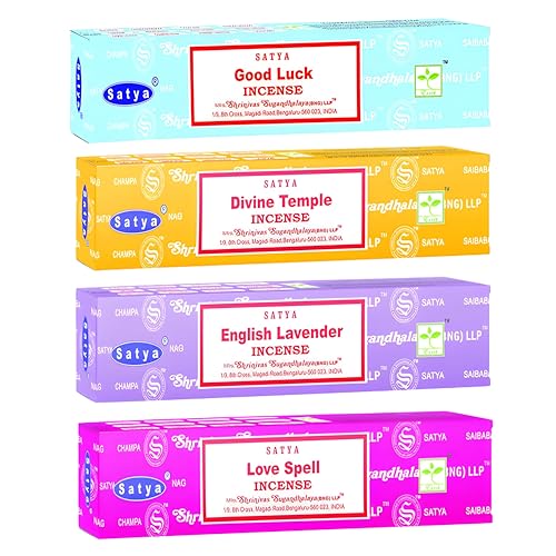 Alaysom Satya Nag Champa White Sage Incense Sticks - Multi-Packs Fine Quality Incense Sticks for Purification, Relaxation, Meditation (4 Pack - Bliss)