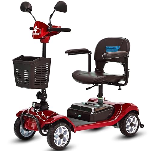 Patinete de movilidad de 4 ruedas, dispositivo eléctrico para silla de ruedas, móvil compacto y resistente para viajes, adultos, ancianos, batería extendida de largo alcance con cargador y espejo