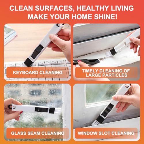 Image of 13 PCS Window Groove Cleaning Brushes Set with Hidden Scraper - Multifunctional Household Crevice Cleaner for Window Seals, Glass Door Tracks, Sliding Doors,Sinks, Toilets, faucets