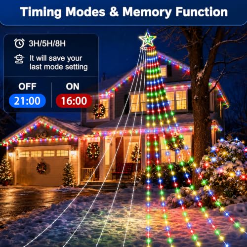 Solar Christmas Decorations String Lights Outdoor, Cold White&Multicolor - Image 4