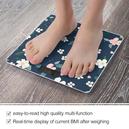 Báscula Digital de Vidrio Templado Azul Navy Floral miniatura 5