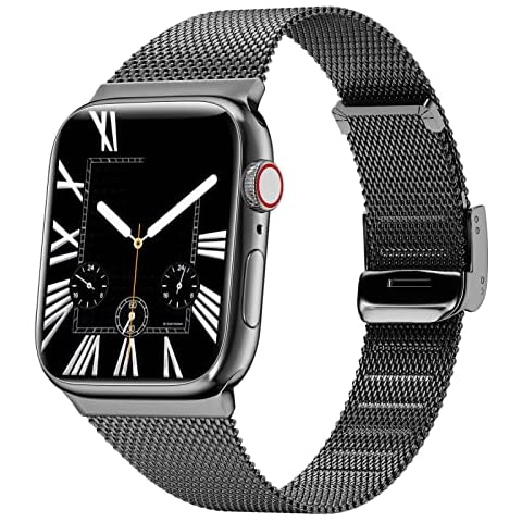 Yoohoo Straps Compatible with Apple Watch Straps 41mm 40mm 38mm for Women/Men, Stainless Steel Metal Straps for iWatch Series 7 SE 6 5 4 3 2 1, Comfortable, Durability, Easy to Adjust, Black Cover