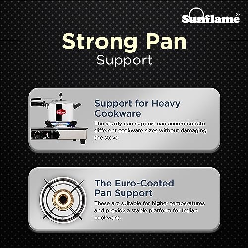 Sunflame Crystal Nova 4 Burner Gas Stove | Dual Drip Trays | 1 Jumbo, 1 Medium and 2 Small Brass Burners | 2 Year Product Coverage by Sunflame |... - Image 5