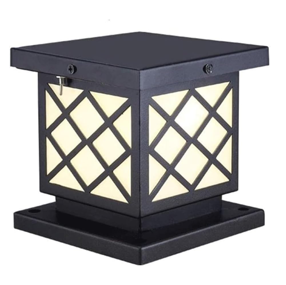 GTHTUHFD Outside Square Deck Fence Lamp, Modern Post Cap Lights, Black Column Lighting For Walkway, Driveway, Patio, Porch,Width:5.9inch/15cm
