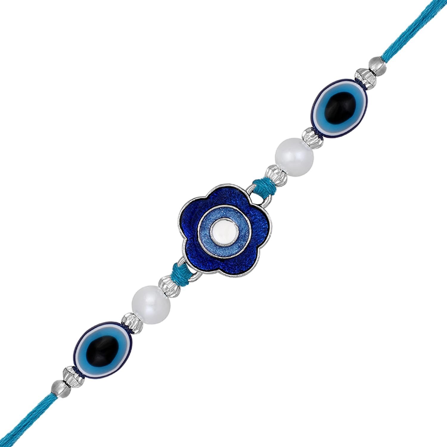 Mahi Rhodium Plated Blue Meenakari Work Floral Evil Eye Rakhi for Brother (RA1100729R) (B0C9MK8M1J) Amazon Price History, Amazon Price Tracker