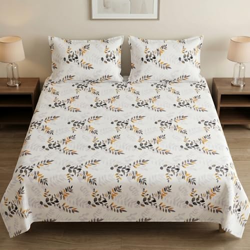 Image of Mafatlal 186 TC Metro Cotton King Size Bedsheet | 108 x 108 Inch|Soft, Breathable & Lightweight | Includes 2 Pillow Covers| Cool Grey 2