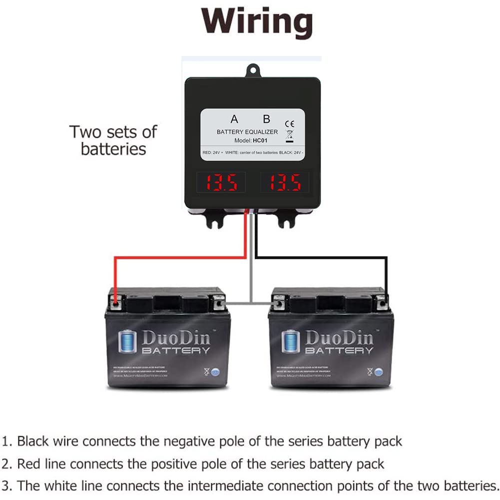SolaMr 24V Batterie-Equalizer 2x12V Batterie Ausgleicher Battery Balancer Equalizer für Gel/Hochwasser/AGM-Bleiakkus für Solarladesystem - HC01