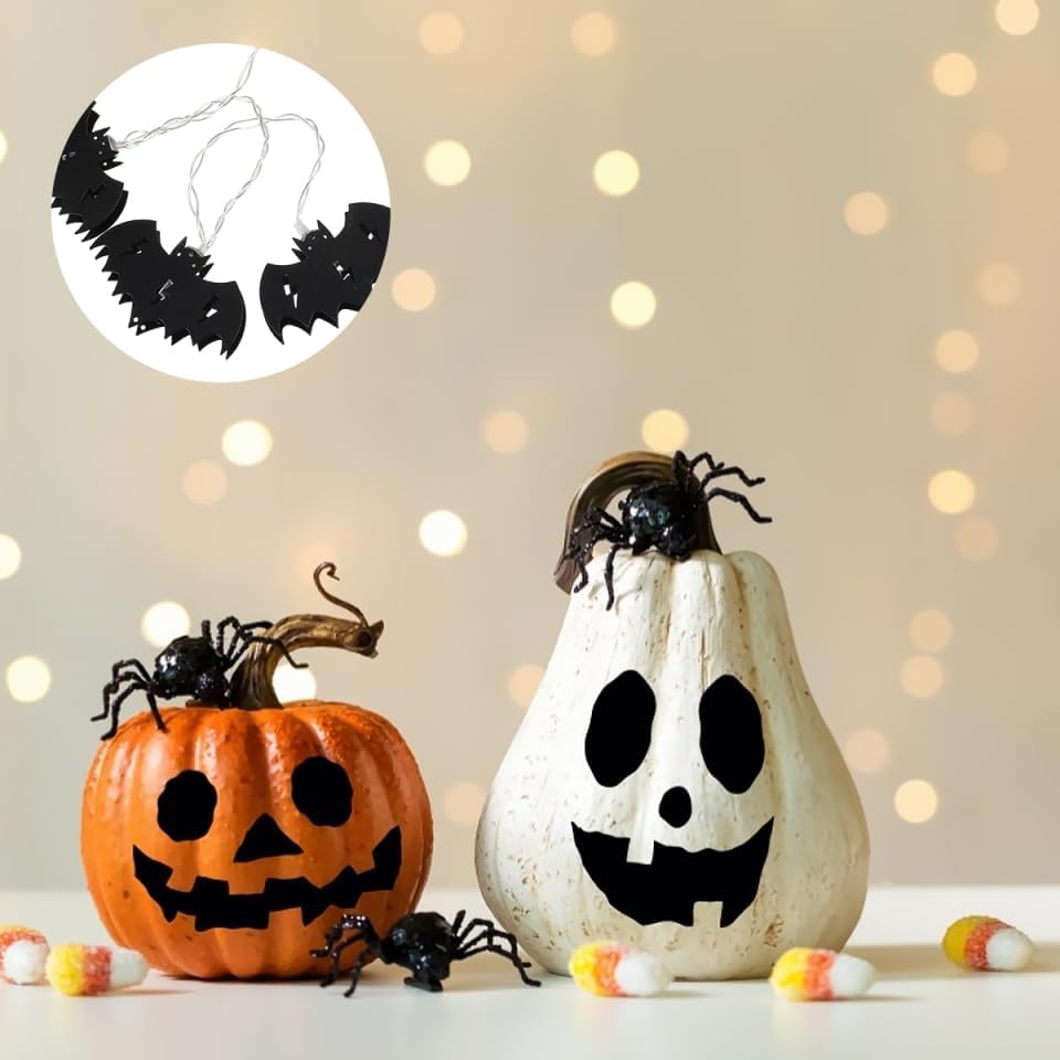 Unomor 2 Meter Halloween String Lights with 10 Led Bat Decorative Lamps No Battery Needed for Indoor Outdoor Party Festival Decoration
