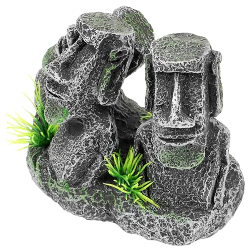 LIGHTAOTAO Decoración Moai para Acuario de Resina, Adorno Pequeño para Peceras Betta, Estatua Moái Resistente y Ligera para Decoración de Paisajes Acuáticos, Accesorio Ocultación Peces