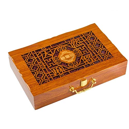 AMZOPDGS Mah Jong 144 Tiles Jade Crystal Chinese Mahjong Set portátil con Caja de Madera de Estilo Retro de Lujo para Regalo de Fiesta en casa