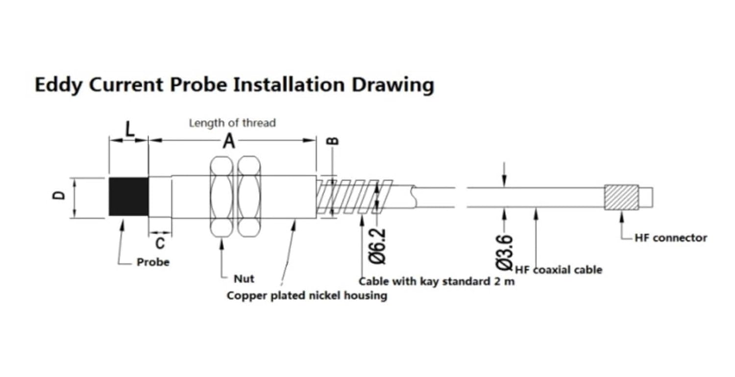 Eddy Current Sensor Induction Type 4mm/5mm Linear Displacement Transducer for Non-Contact Displeacement Change Measurement(ML33-4mm-V2-12V)