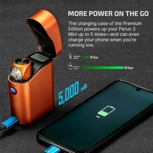 OLIGHT Perun 3 Mini Premium Headlamp 1250 Lumens Flashlight with Type-C Charging Box, Rechargeable Headlight with Red Light Option,Perfect for Working, Hiking, Camping and Climbing (Orange) - Image 3