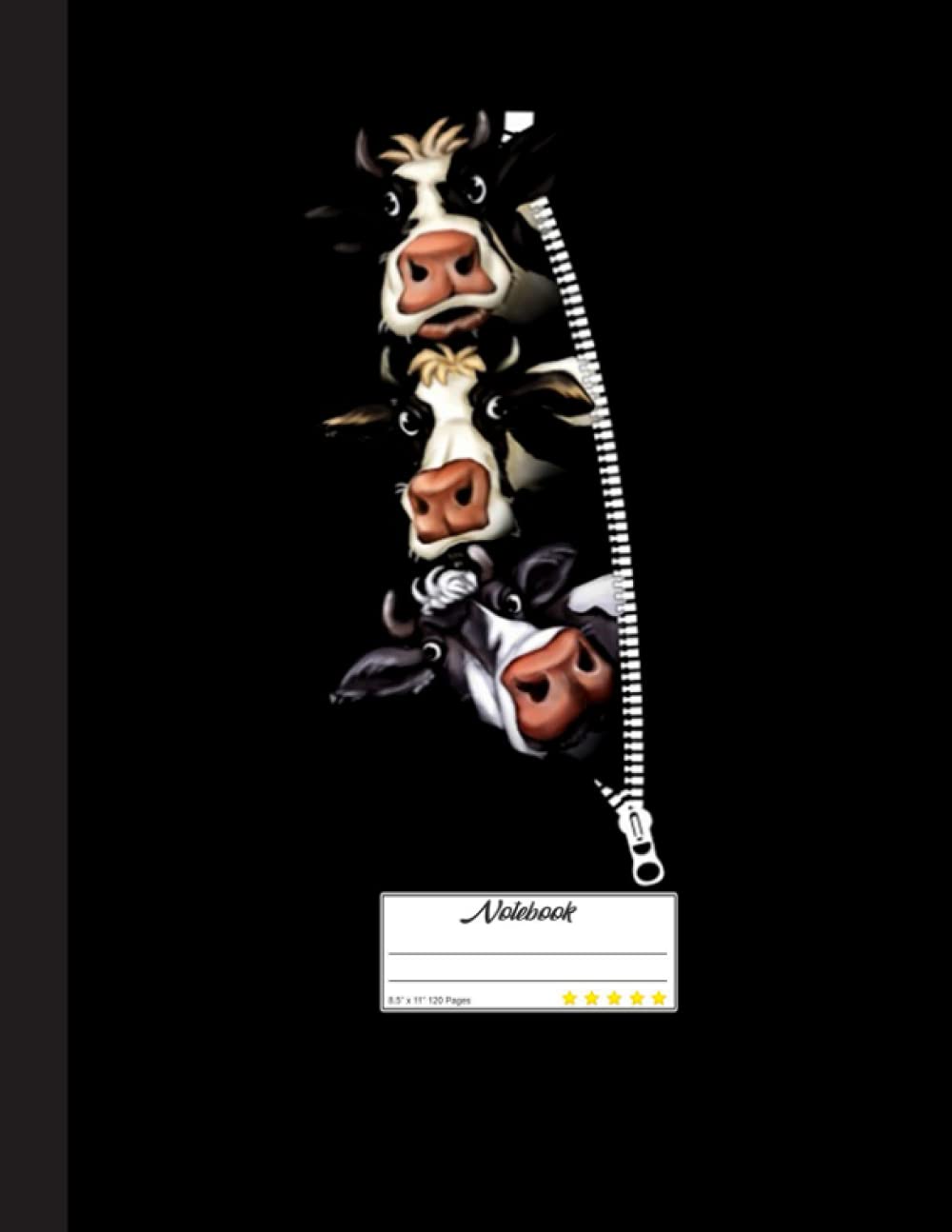 Funny Cows Notebook: Cow Notebook| Wide-Ruled 120 Pages |Perfect gift for Cows Lovers, Farmer, Students, Teachers